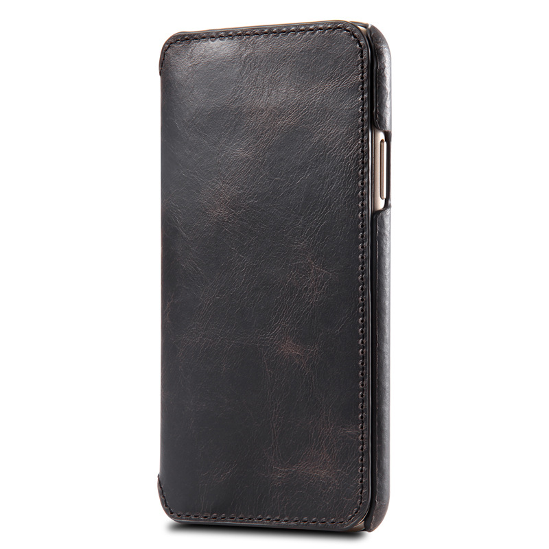 Top Grain Cowhide Oil Wax Flip Phone Case